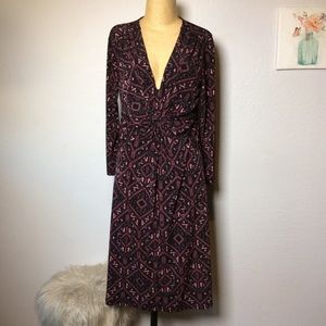 Christine Women’s Deep V-Neck Black & Pink Dress